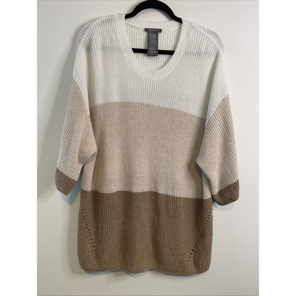 Matty M XXL Colorblock Knit Sweater Neutral Oversized Tunic